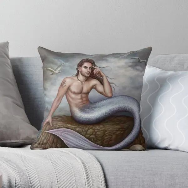 

Merman And Skulls Printing Throw Pillow Cover Waist Wedding Throw Anime Square Decor Fashion Cushion Hotel Pillows not include