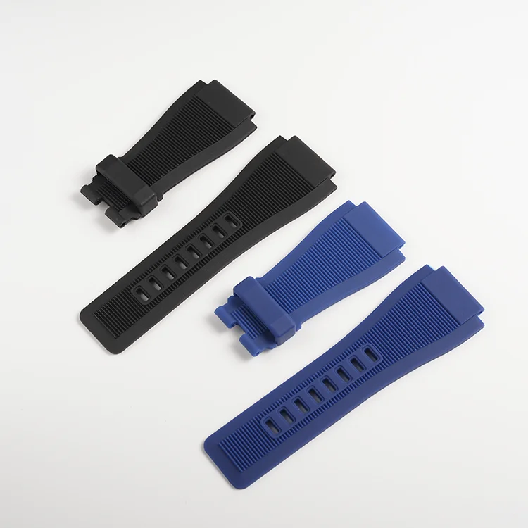 33mm*24mm Black Blue Silicone Rubber Watchband Pin Clasp Diver Resin Strap For Bell Ross BR01 BR03 Watch BR