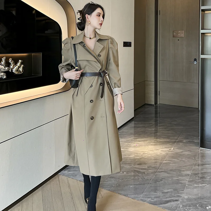 Women High End Long Trench Coat Winter Casual British-style Windbreaker Female Clothes Double Breasted With Sashes Outerwear