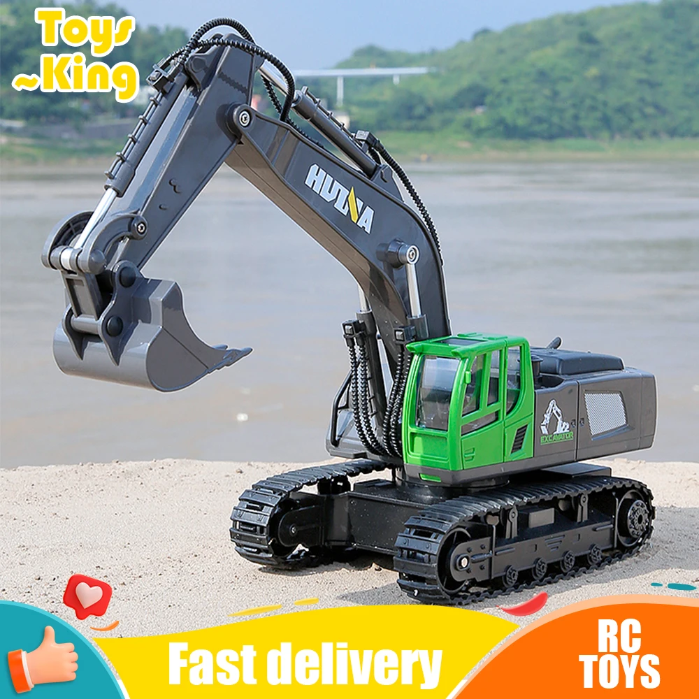 RC Excavator Huina 1558 1/18 Remote Control Car Alloy  11ch Caterpillar Crawlers  Engineering Vehicle Tractor  Toys for Boy Gift
