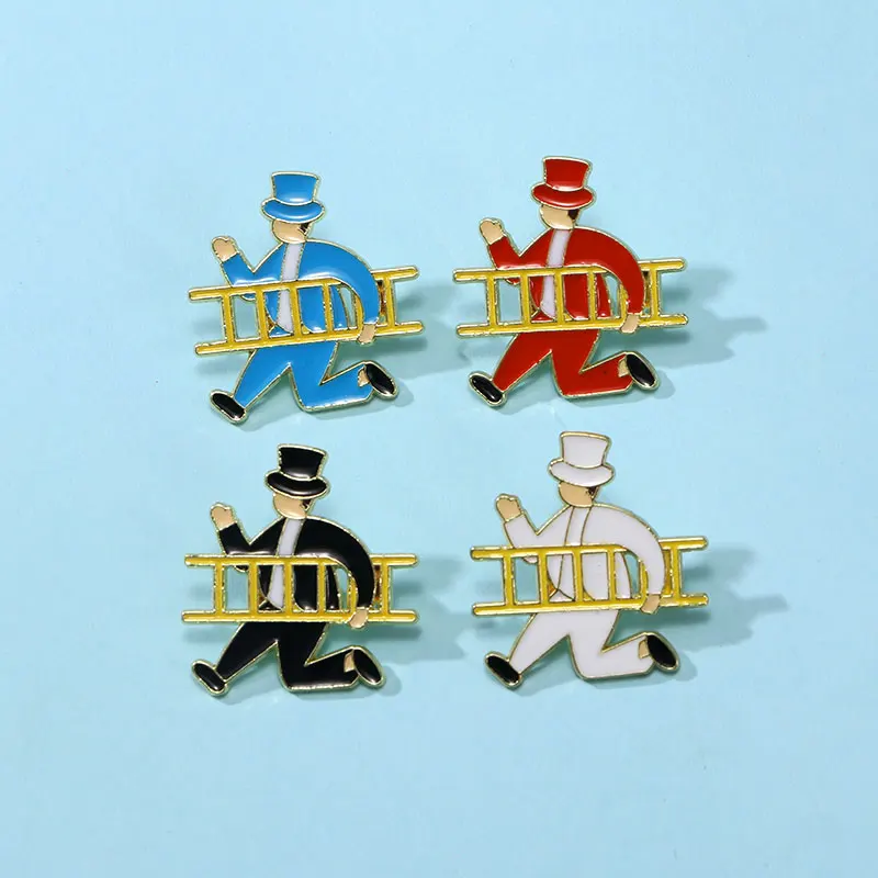 Массивные булавки для джентльменов с лестницей бега черные белые синие красные