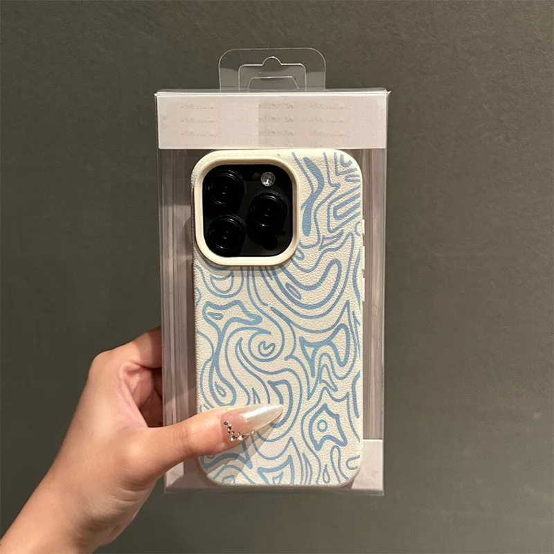 Фото Модный мягкий чехол для iPhone с синим линейным узором: для моделей 17 Air, XS Max, XS, XR, X, 17 Pro Max, 16, 15, 14, 11 Pro Max, 13, 12 №3