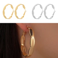 corrugated round circle hoop earrings for women statement metal earring trend party jewelry couple gift
