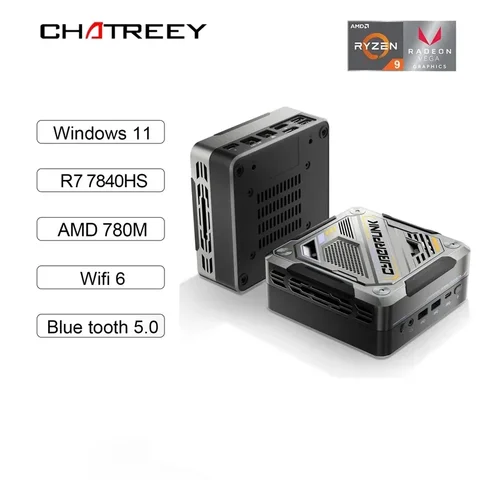 Мини-ПК Chatreey AN3 R7 7840HS 780M 8845HS игровой настольный компьютер с цветным освещением Wifi6 BT 5,0