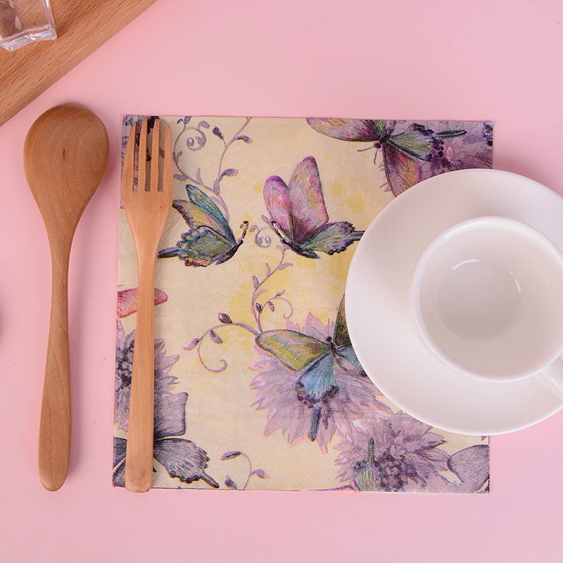 20 шт. декоративная салфетка для детского стола с бабочками украшения одноразовое
