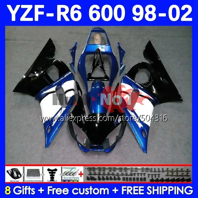 

Корпус для YAMAHA YZF-R6 YZF R6 R 6 600 YZF600 4No.85 YZFR6 98 99 00 01 02 YZF-600 1998 1999 2000 2001 2002 Обтекатели синие глянцевые