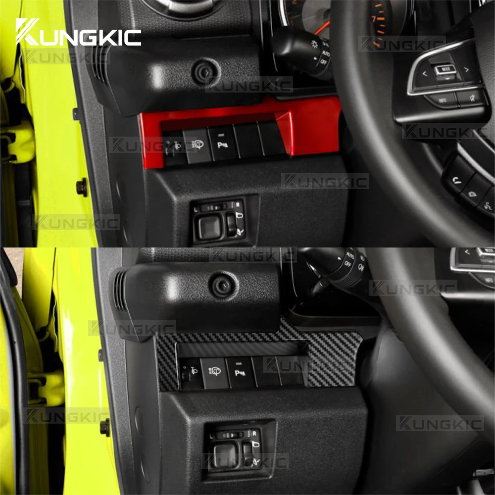 Фото Для Suzuki Jimny JB64 JB74 2018 2019 2020 2021 2022 2023 2024 2025 LHD RHD ABS Углеродное волокно Многофункциональная рамка кнопок №4