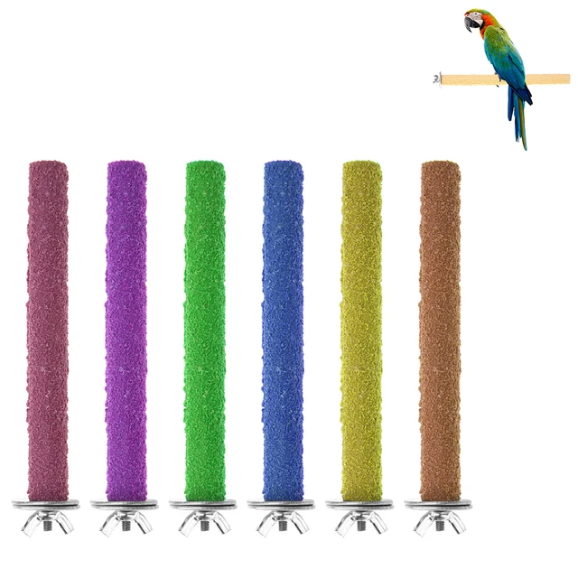 Colorful Pet Bird Cage Perches Stand Platform Paw Grinding Clean Chew Toy 1