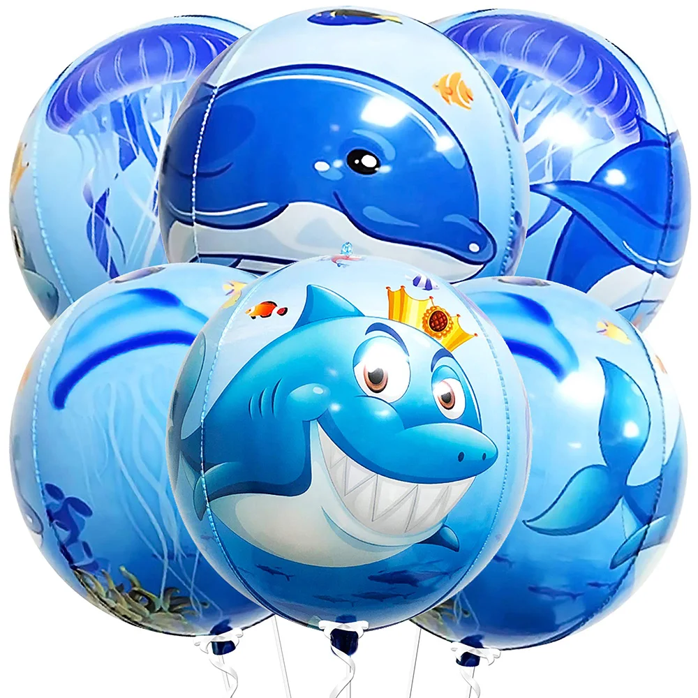 

3d-шары из фольги акулы под морем, тематические украшения для детей, товары для вечеринки в честь Дня Рождения, надувные шары акулы