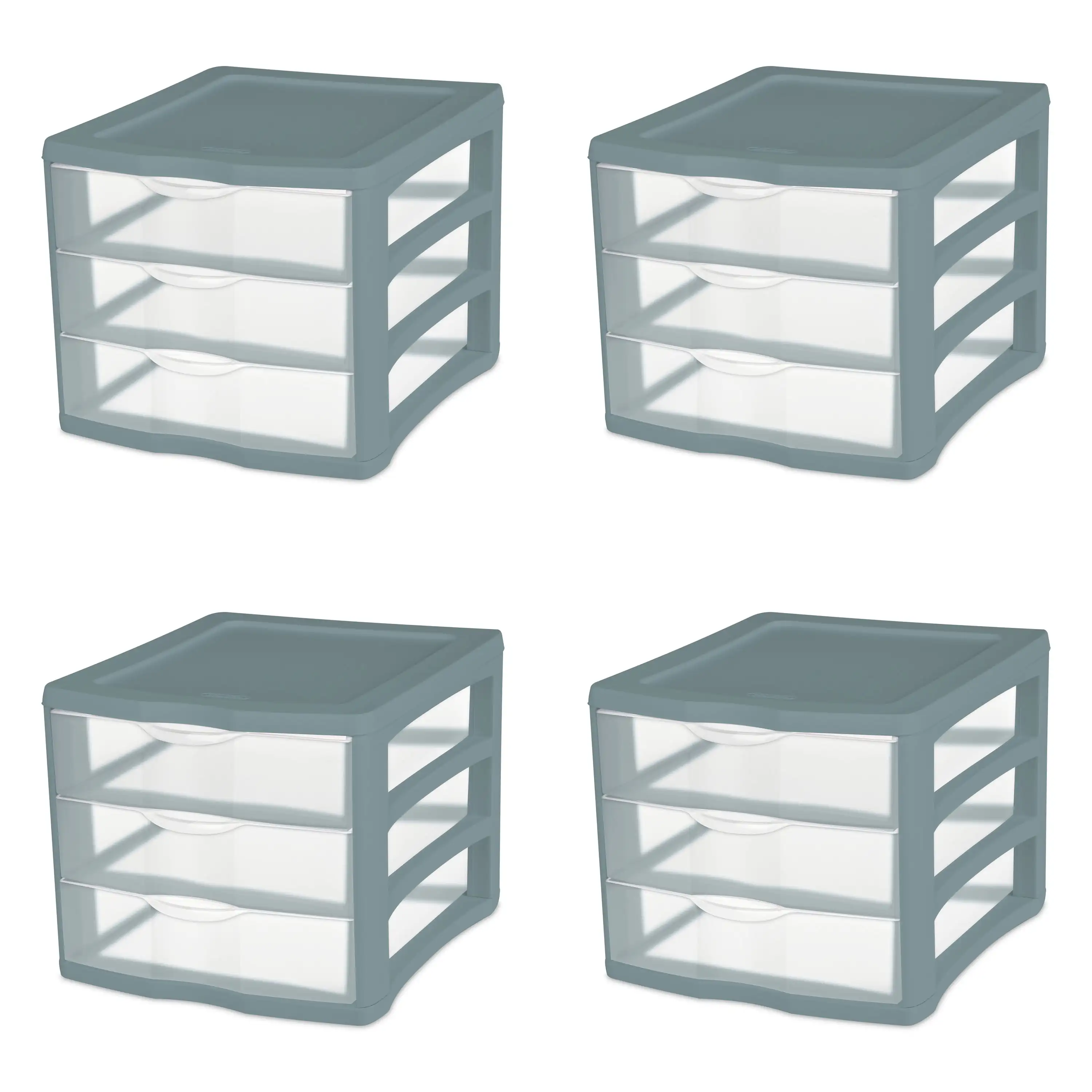 

3 Drawer Unit, Plastic, Aqua Slate, Adult, Set of 4