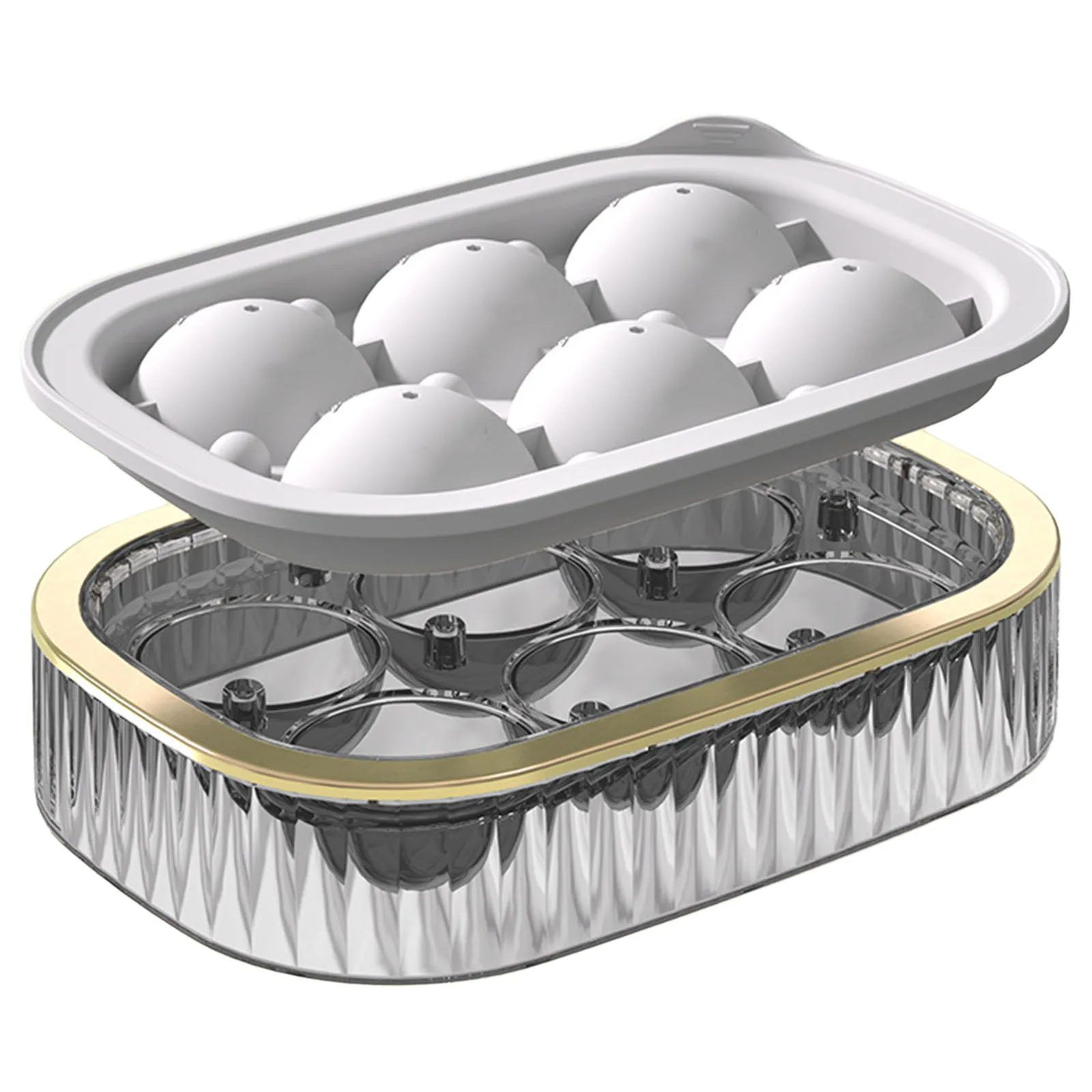 

6 Balls Round Cube Mould Ice Ball Tray With Lid Household Food Grade Silicone Freezer Box Ice Cream Tools Kitchen Gadgets