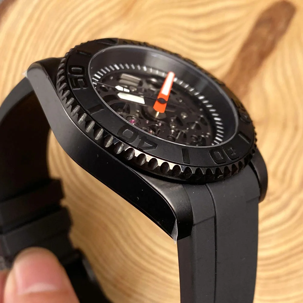 Тандорио скелетоны циферблат 20 атм черный искусственная кожа 40 мм