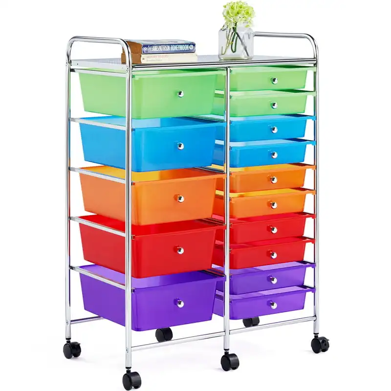 

Sturdy & Eye-Catching Multi-Color Rolling Drawer Home Office Storage Trolley - Perfectly Keep Your Place Tidied & Organized!