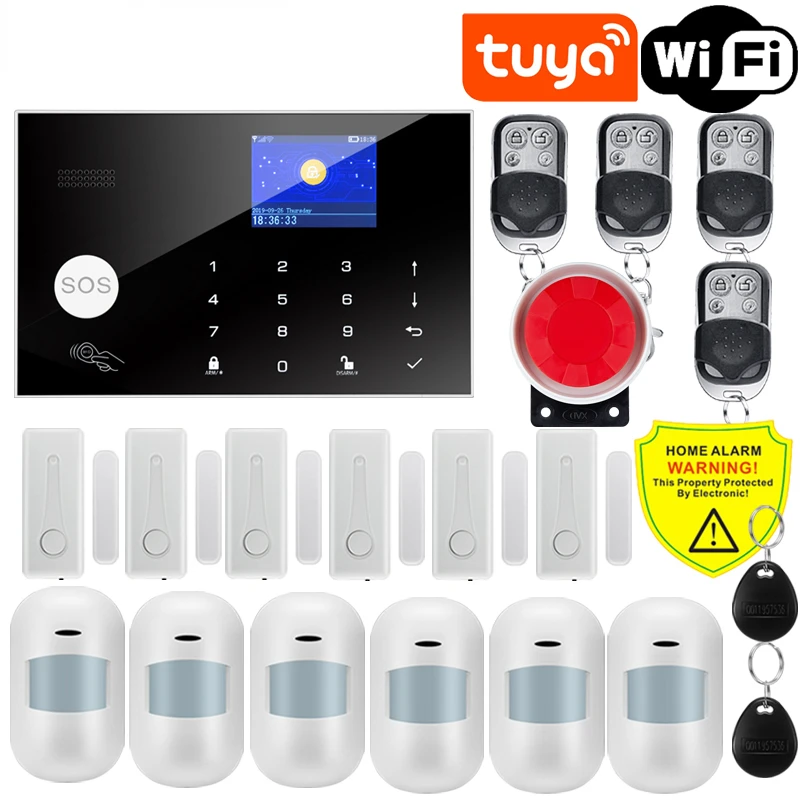 

Tuya Smart WIFI GSM Security Alarm System Works With Alexa Home Burglar Motion Detector Smoke Door Window Sensor IP Camera