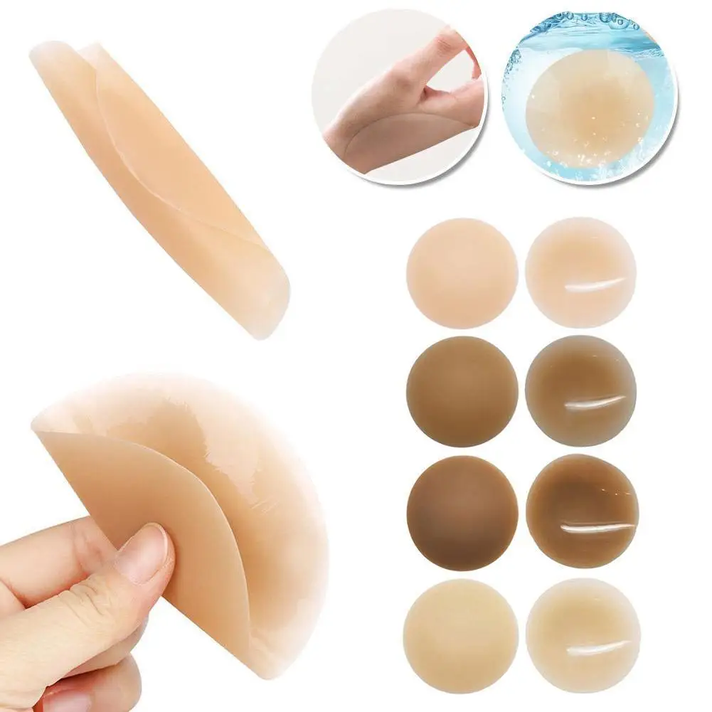 

1 Pair Ultra Thin Invisible Bra Seamless Nipple Cover Self-adhesive Silicone Reusable Sweatproof Chest Patch For Summer Tra L8o3