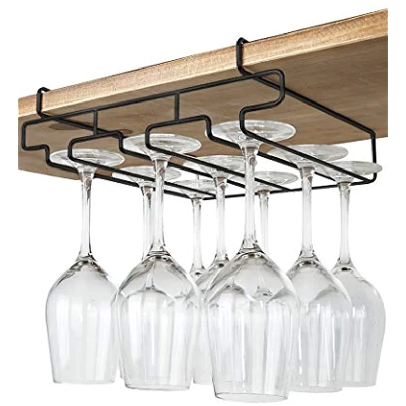 

Wine Glass Holder - Stemware Rack Under Cabinet - 304 Stainless Steel Hanger Storage Shelf, Hanging Wine Glass Rack