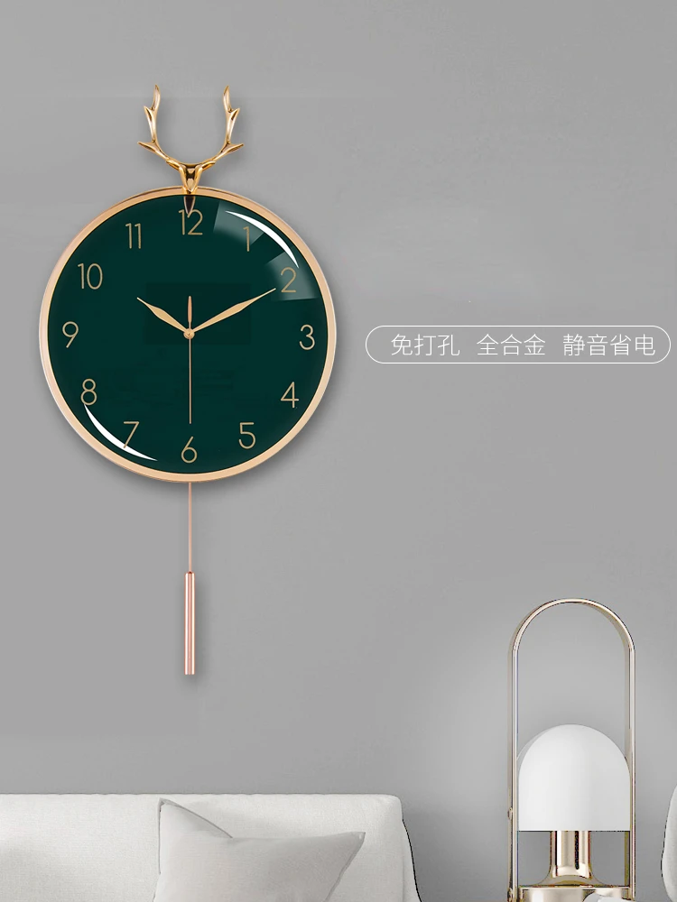 

Light Luxury Deer Head Wall Clock Hall Fashion Clock Individuality Creative Silent Wall Decoration Wall Hanging Watch
