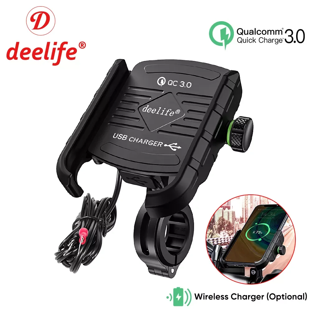 

NEW2023 Motorcycle Phone Holder for Moto Motorbike Mirror Mobile Stand Support USB Charger Wireless Charging Cellphone Mount