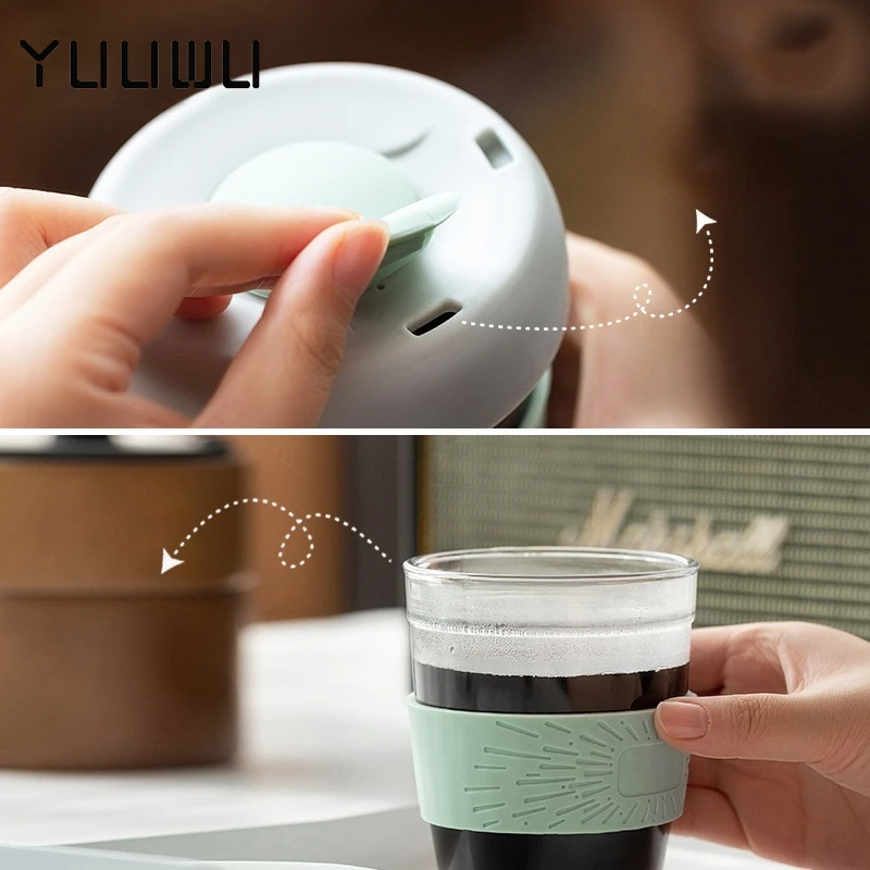 350 мл кофейная чашка портативное удобное стекло для молока силиконовый чехол