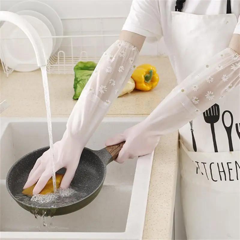 

1pair Mulitfuntion Waterproof Rubber Latex Dishwashing Gloves Kitchen Durable Cleaning Housework Chores Dishwashing Gloves Tools