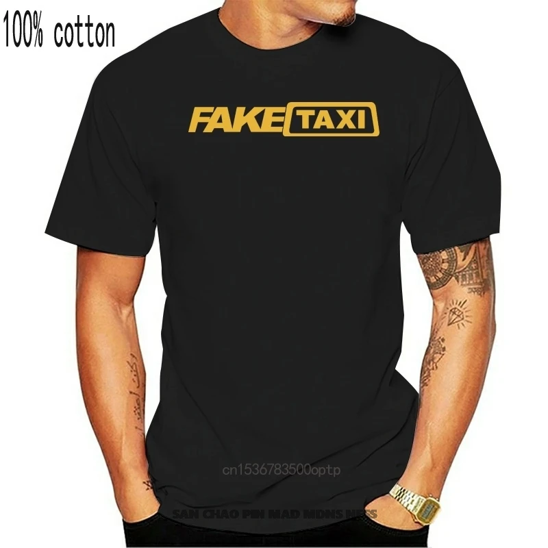 

Футболка FakeTaxi (футболка с имитацией такси, Черная Футболка Maglia bianca)
