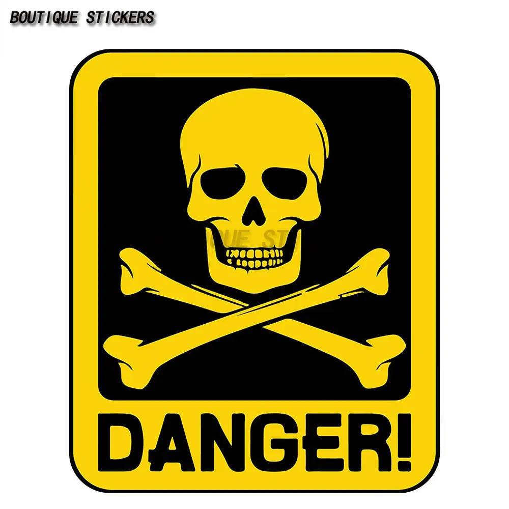 Знак опасности с символом черепа, автомобильная наклейка, водонепроницаемая ПВХ наклейка, аксессуары для украшения мотоцикла и автомобиля, наклейка на стену с царапинами