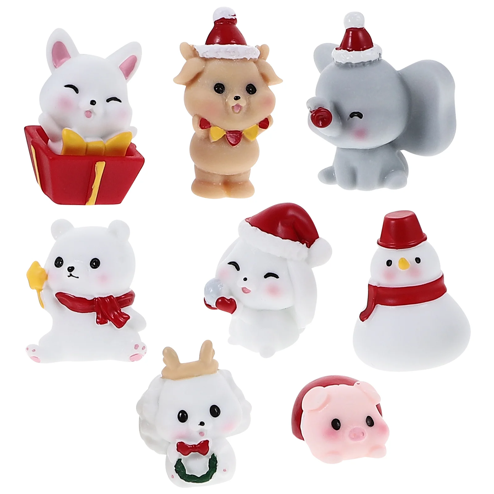

8 Pcs Animal Small House Toy Christmas Decoration Winter Miniature Ornaments Toys Decorations Home Xmas Party Favors