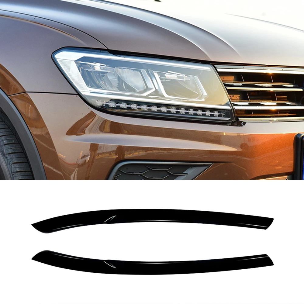 

Для VW Tiguan MK2 R R-Line TSI TDI 2017-2023 глянцевая черная передняя фара, веки, брови, полоски, наклейка, спойлер, комплект кузова
