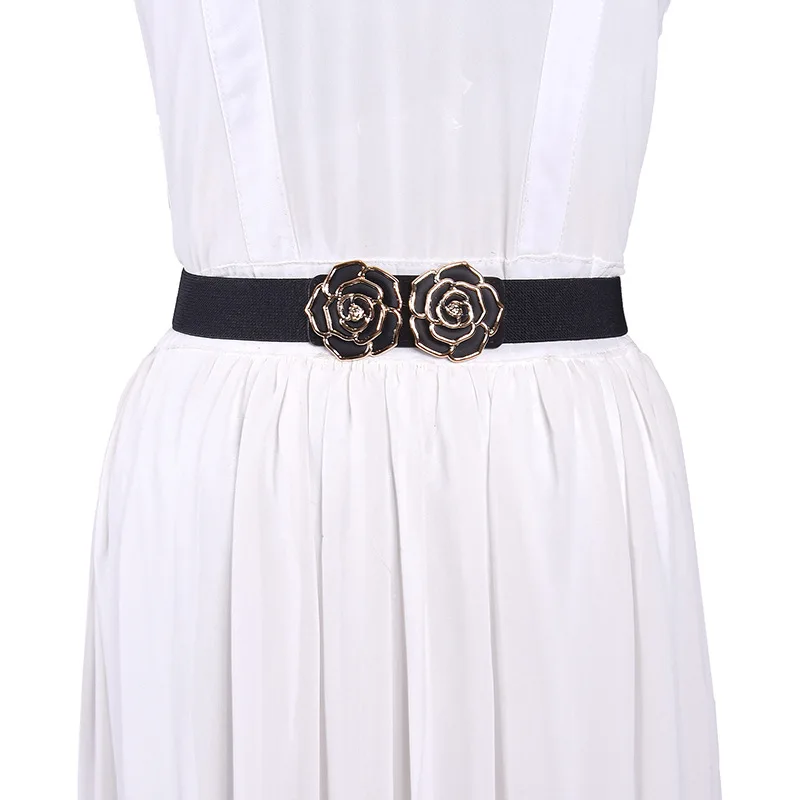 

Летний модный эластичный пояс с розовой пряжкой