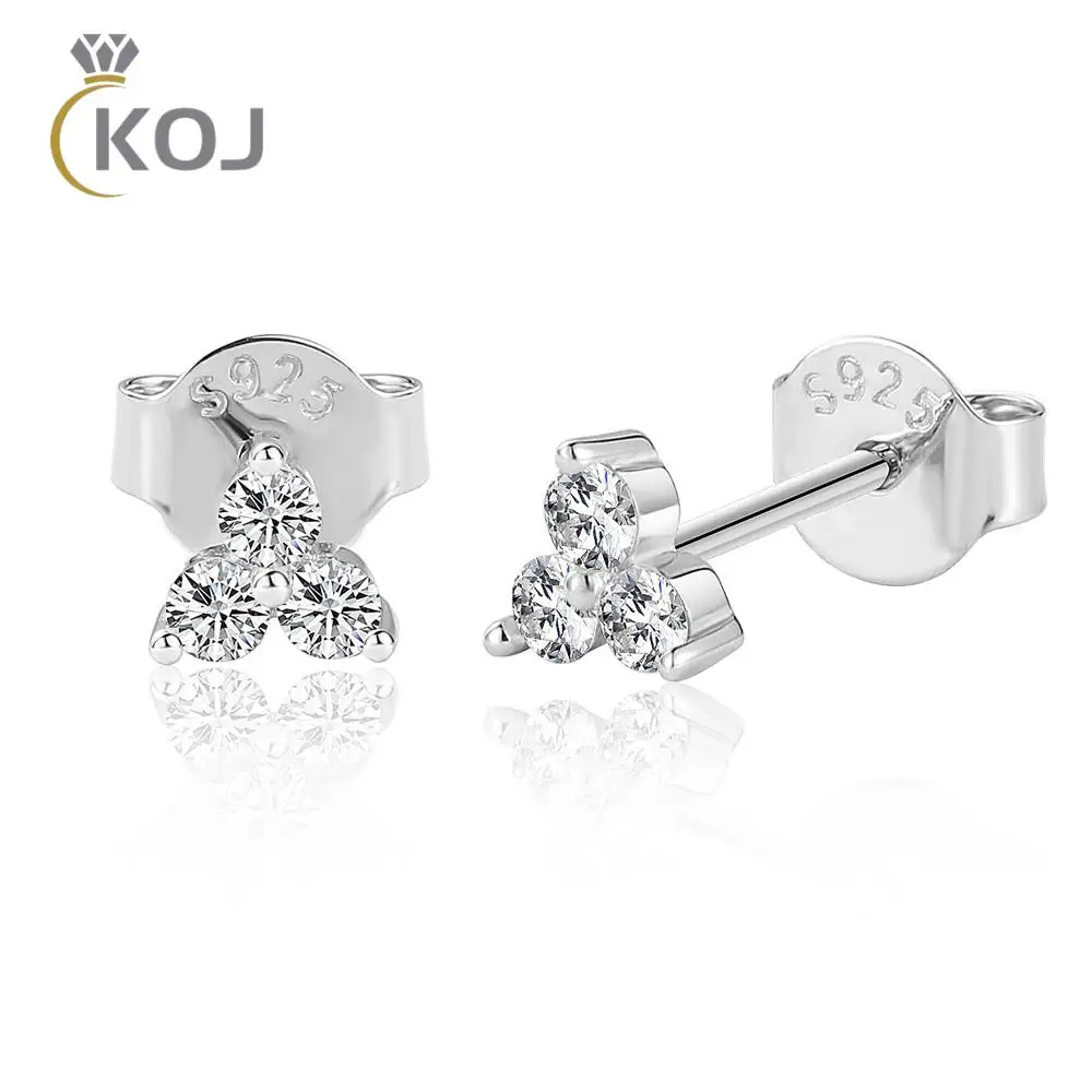 

KOJ Wedding Three 0.1 CT Moissanite Stud Earrings 925 Silver Not Allergy D Color Moissanite Jewelry Engagement Earrings 2022