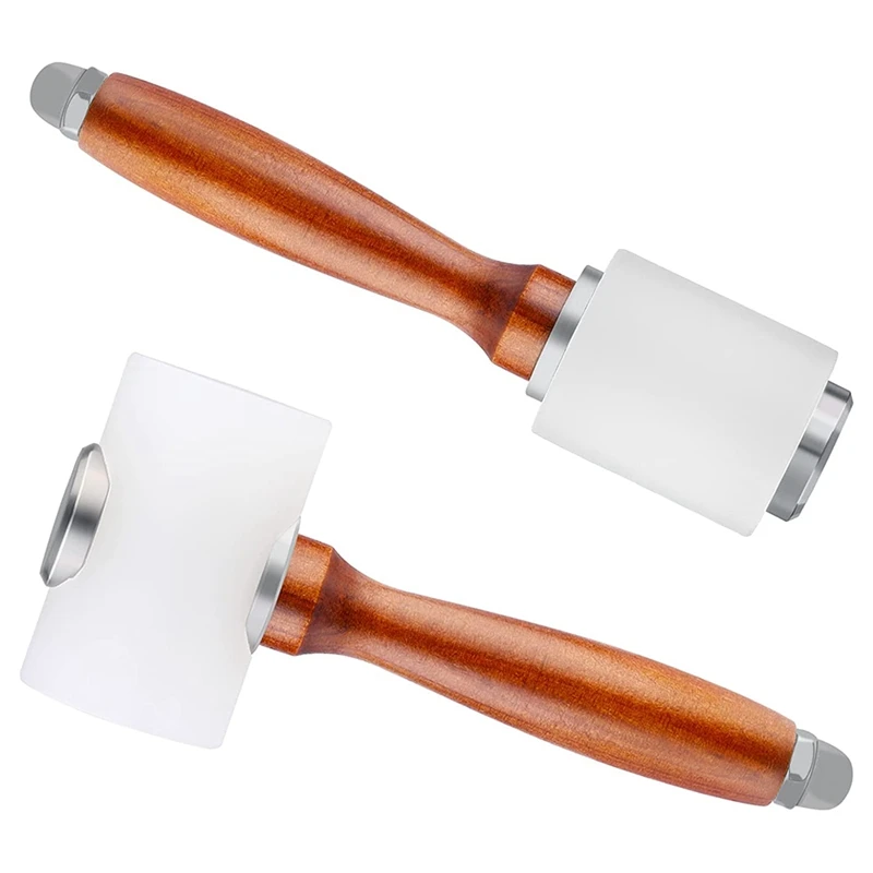 

2 Pcs Leather Carving Hammer,Nylon Wood Handle Hammer,Carving Hammer Mallet for DIY Stamping Sew Leather Cowhide Tool