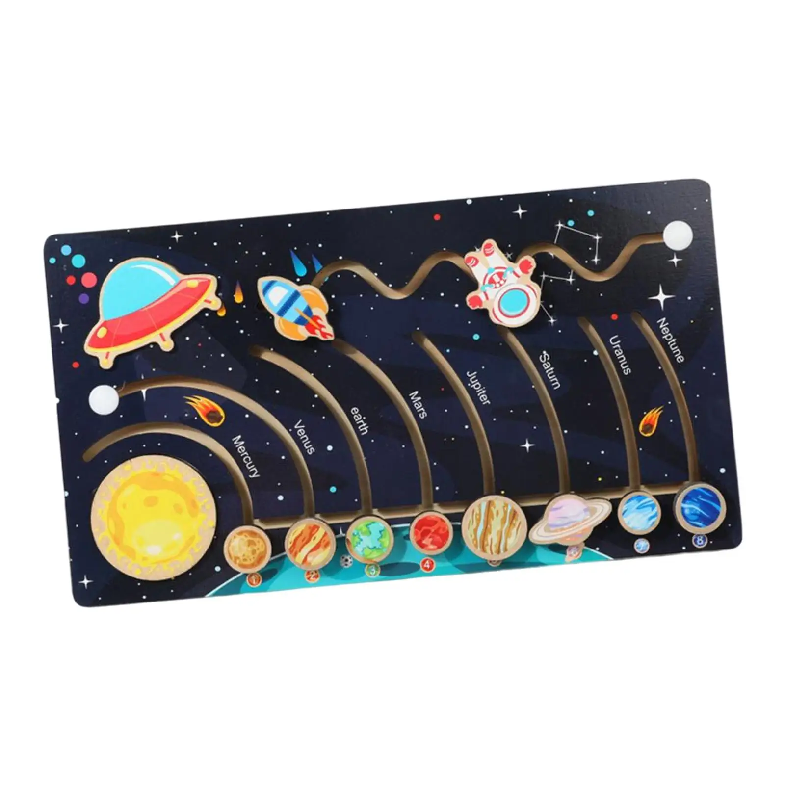 

Montessori Toys Solar System Board Space Learning Education Toys Wooden Wooden Space Jigsaw Planets for Baby Toddler Children