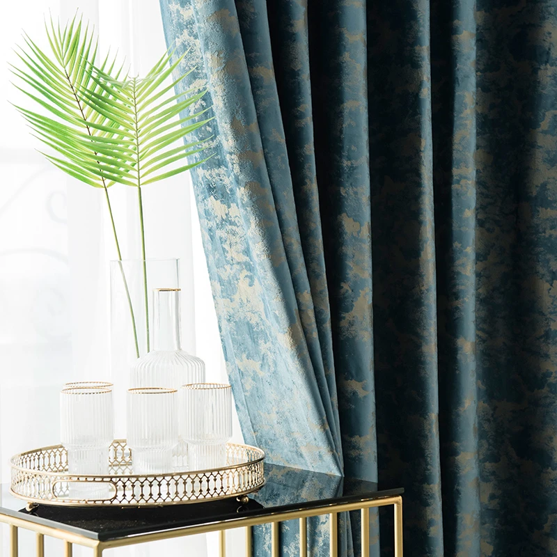 

Custom curtains For Living Room Bedroom Shading Light Luxury Nordic Bronzing Embossed Texture Velvet Curtains Villa Blind Drapes