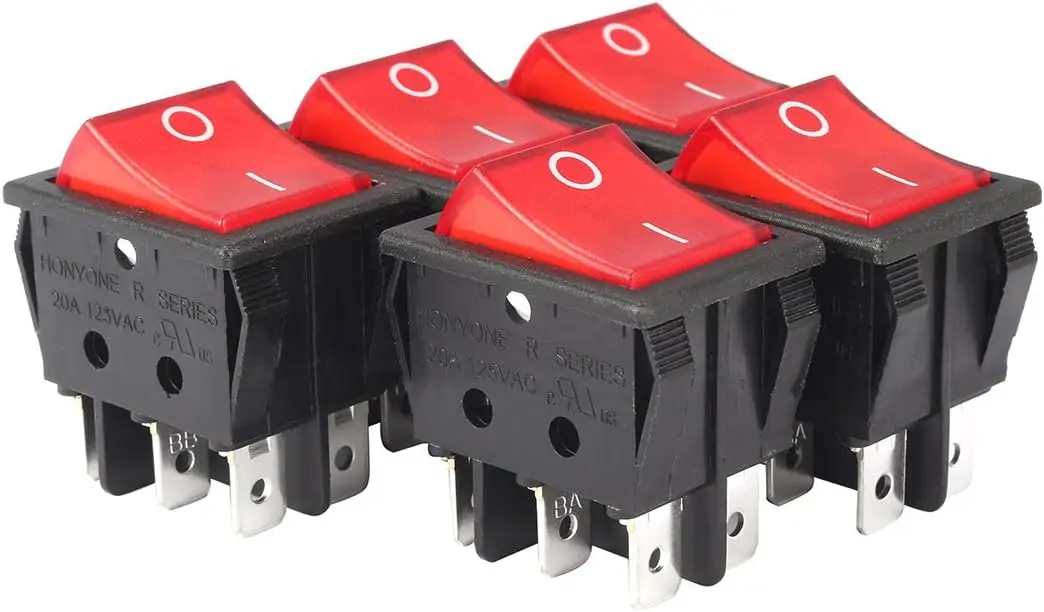 Keszoox DPST 5 шт. AC 20A/125V 22A/250V DPDT 6Pin 2-позиционная подсветка красная неоновая лампа светильник лодка Клавишные переключатели ВКЛ/ВЫКЛ Keszoox DPST 5 шт. AC 20A/125V 22A/250V DPDT 6Pin 2-позиционная подсветка красная неоновая лампа светильник лодка Клавишные переключатели ВКЛ/ВЫКЛ