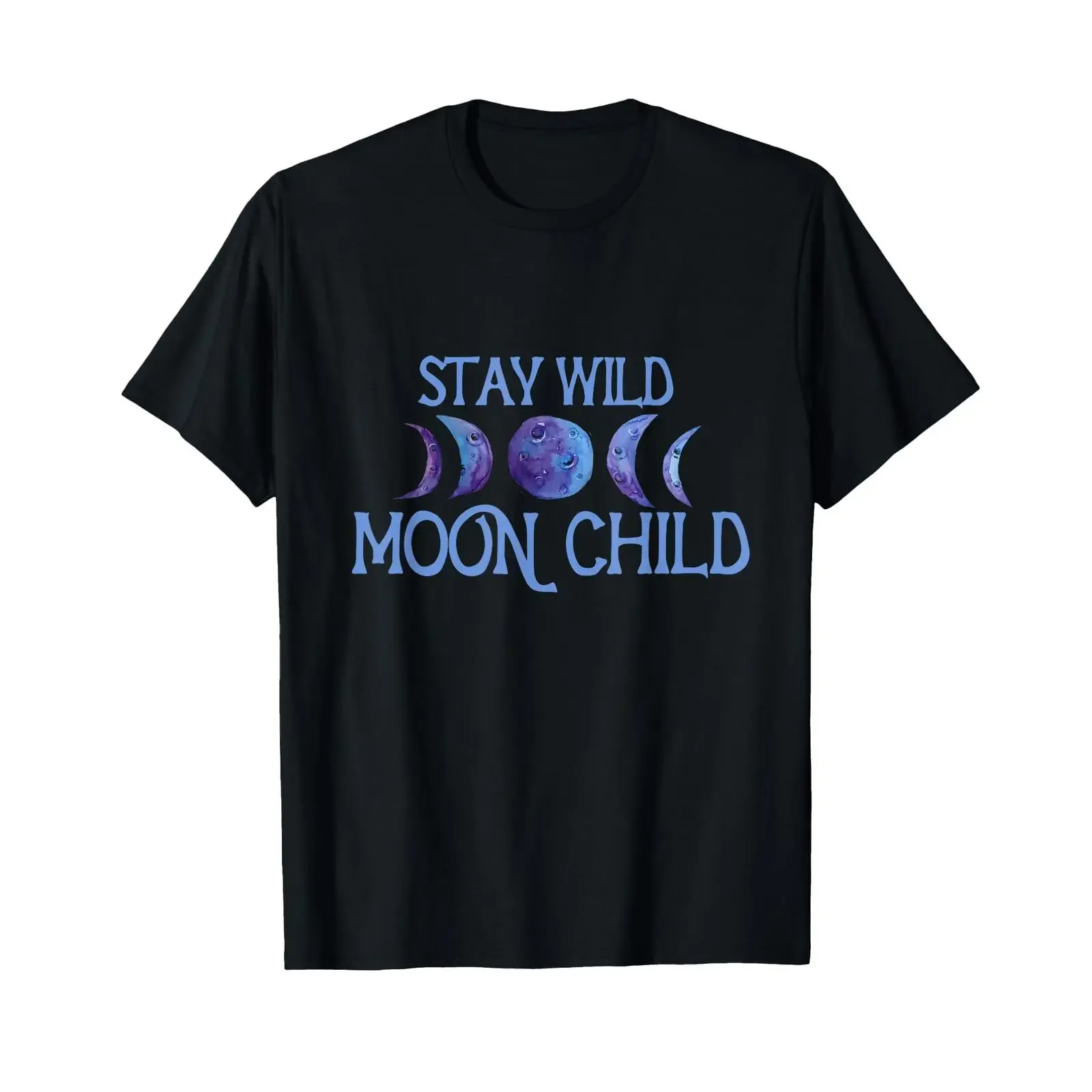 Фото Футболка Stay Wild Moon Child с принтом Moonchild Artwork Phases, винтажная, стильная, повседневная, унисекс, эластичная, дышащая, мягкая №1