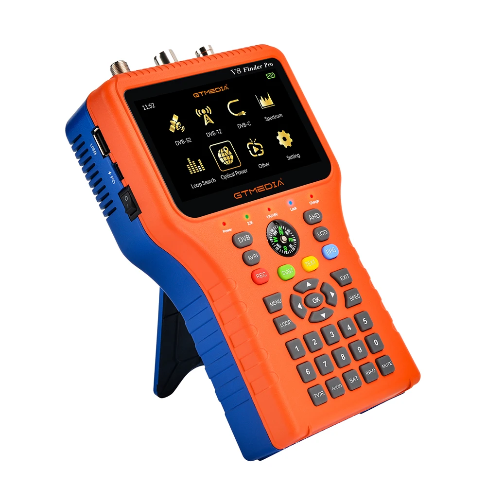 

New V8 Finder Pro GTMEDIA Combo Meter H265 DVB-S2X/S2/T2/C Spectrum Analyzer 4.3 inch Screen CCCamd USB WIFI CCTV in AHD