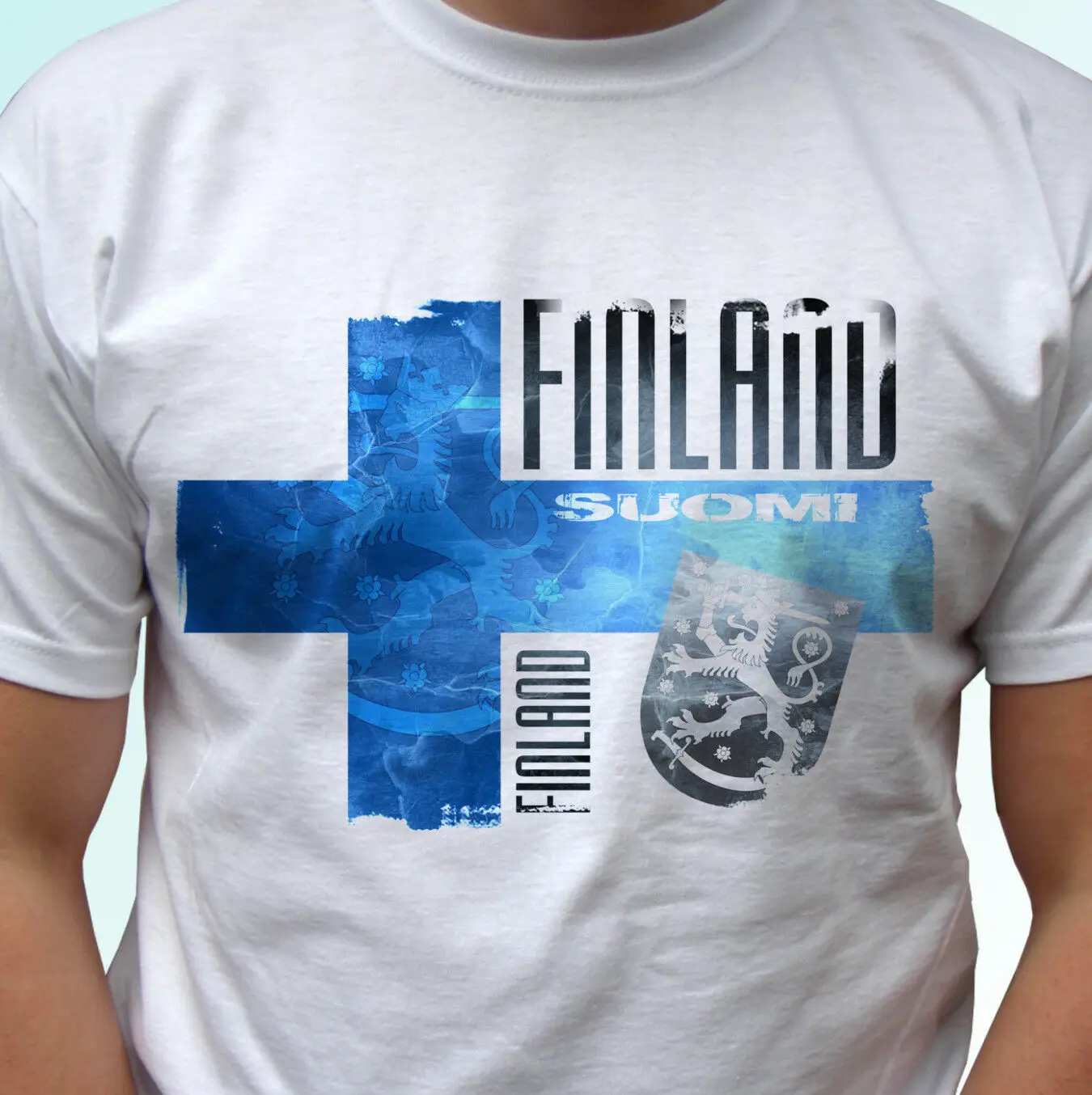 

Finland Flag Design White T Shirt Top Modern Tee - Mens Breathable Top, Loose Casual Mens T-shirt S-3XL