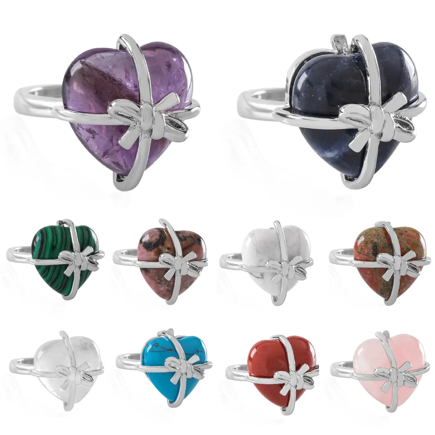 

VGDS кольцо с натуральным кристаллом в форме сердца, Европейская и американская мода для мужчин и женщин, очаровательное индивидуальное коль...
