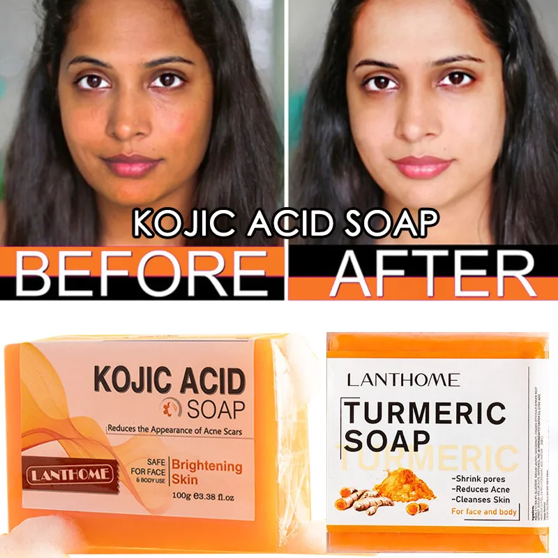 

HEALLOR Dark Black Skin Lightening Soap Kojic Acid Whitening Soap Kojic Acid Glycerin Brighten Face Body Skin Bleaching Turmeric