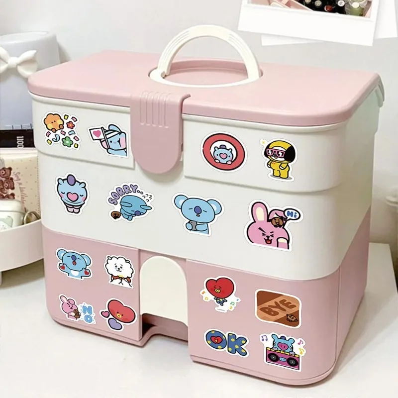 Фото 62 шт. Bt21 популярные аниме Kawaii TATA KOYA ПВХ наклейки мультфильм Diy чехол для мобильного телефона холодильник чашка воды декоративная наклейка №5