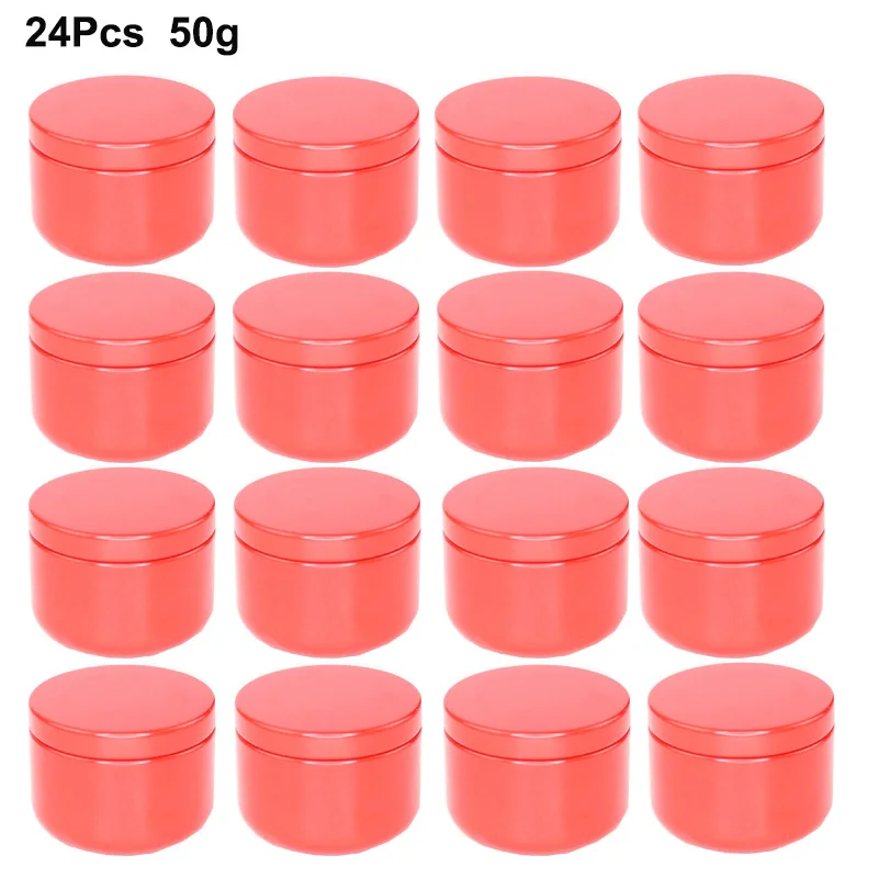 

24 шт./компл. 50 г фотокруглая свеча фотоемкость емкость для хранения чая с крышкой красная фотография
