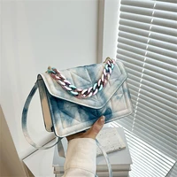 summer new advanced texture ins fashionable simple portable chain small square bag foreign style one shoulder messenger bag