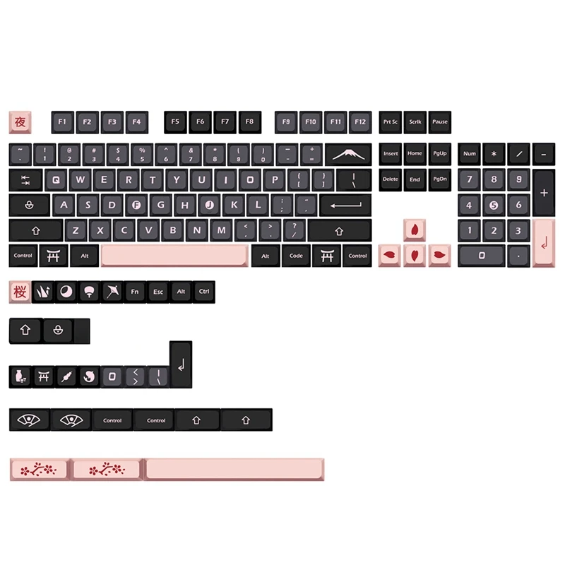 

132 Key Nightsakura Keycap Pbt XDA Keycaps For Dz60/RK61/Gk64/68/75/84/96/104 Mechanical Keyboard Gmk Key Cap