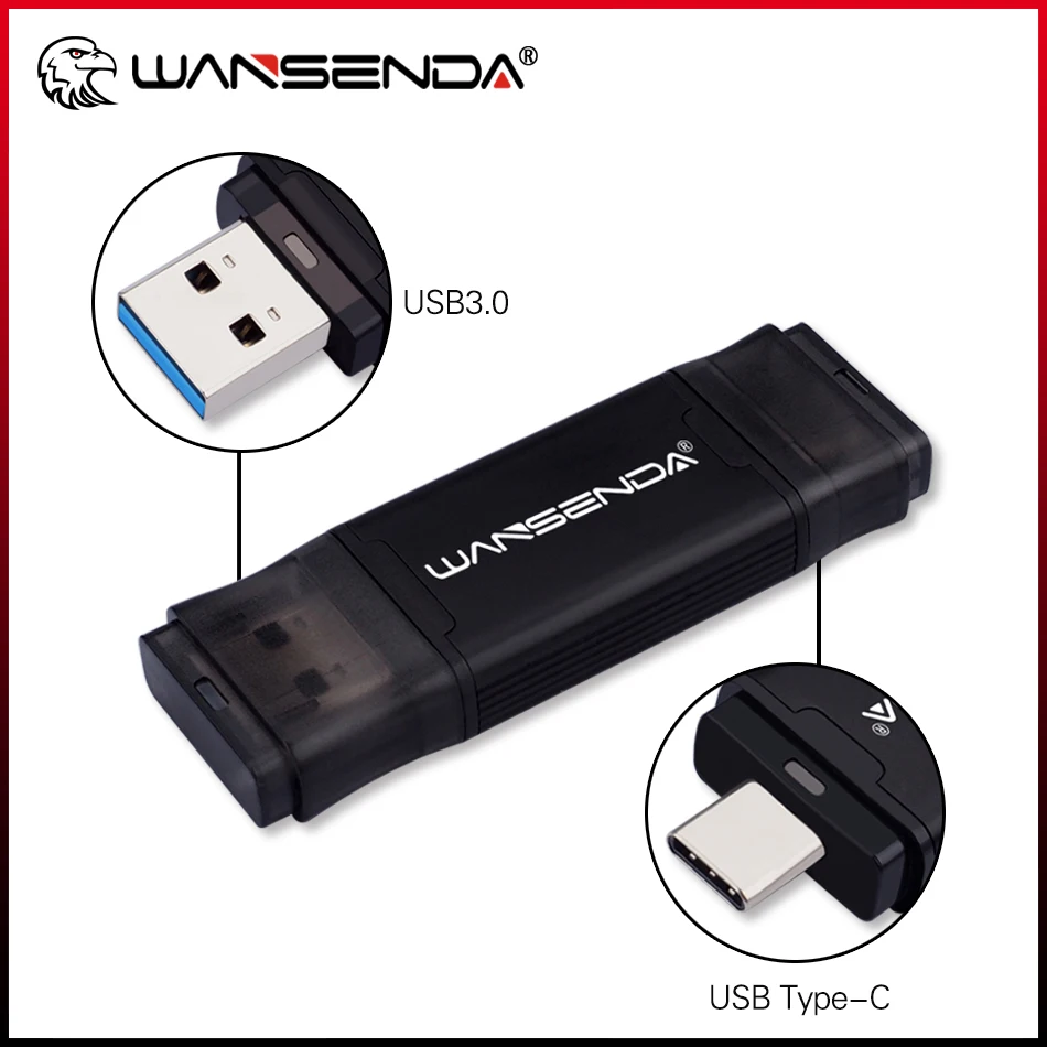 

WANSENDA TYPE C USB Flash Drive 2-IN-1 OTG Pen Drive 512GB 256GB 128GB 64GB 32GB Pendrive USB 3.0 Memory Stick for TYPE-C Mobile