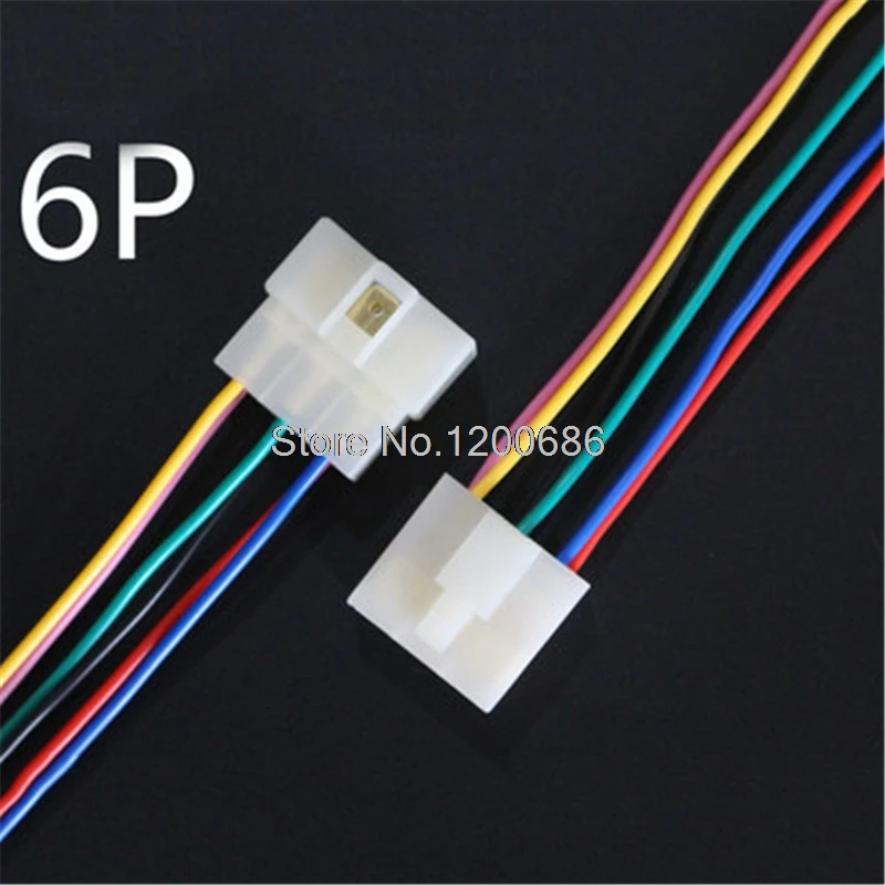 Купи 10CM 6.3mm 6P male connector harness male and female docking plug terminal wire harness за 186 рублей в магазине AliExpress