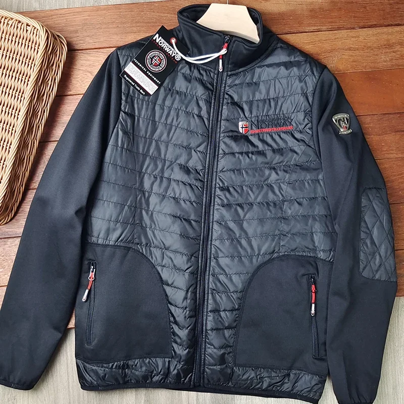 Мужская уличная повседневная спортивная хлопковая куртка с воротником-стойкой