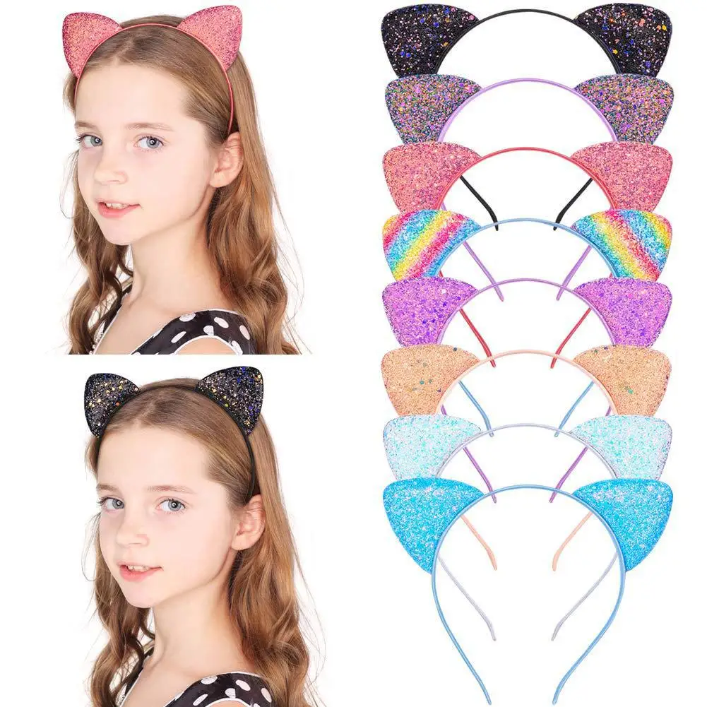 

Glitter Cat Ear Headbands Kitty Hair Band for Girls Women Daily Wearing Hair Hoop Accessories Party Headwear Gifts