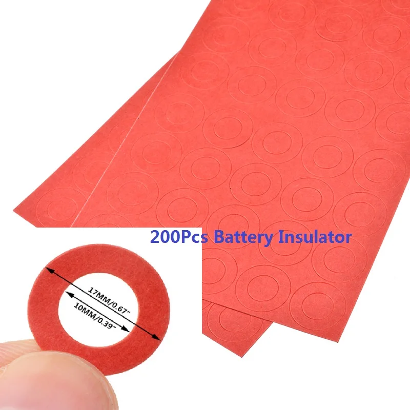 

200Pcs Li-ion Battery Insulation Gasket Insulator Ring for 18650 Battery Pack Insulating Glue Patch Electrode Insulated Pads