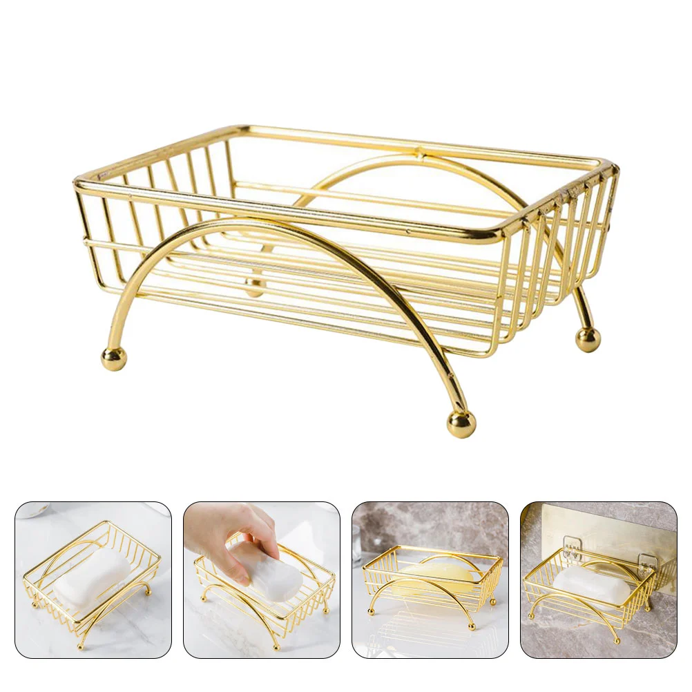 

Self Draing Soap Saver Tub Tray Golden Soap Draing Basket Makeup Sponge Holder Soap Box Wall Hanging Scrubbers Store Tray