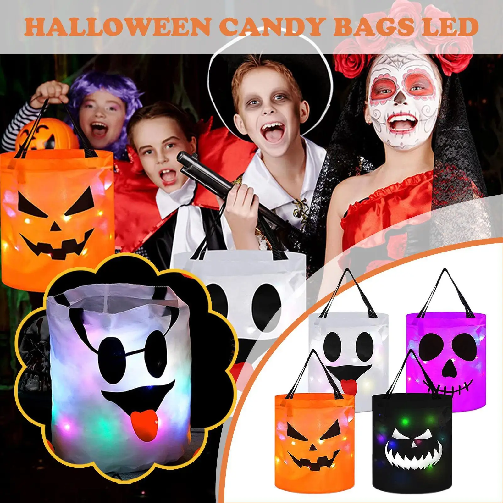 

4 шт., светодиодсветильник складные сумки-тоут в виде тыквы